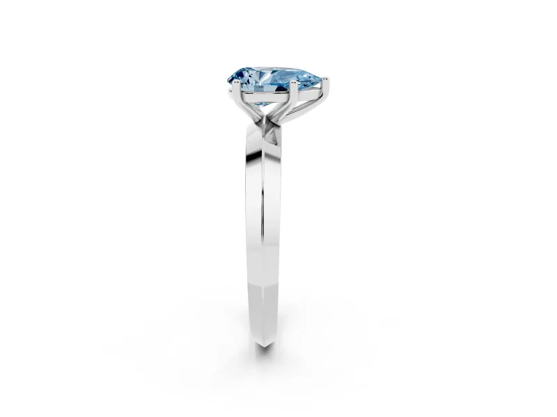 Pear-Shaped Knife-Edge Engagement Ring Setting for a Fancy Blue Lab-Grown Diamond | White Gold