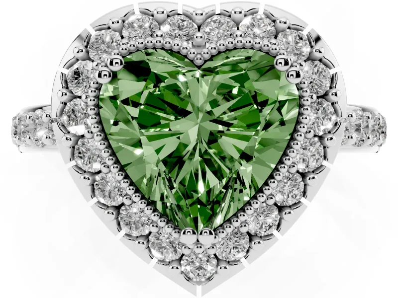 Heart-Shaped Halo Engagement Ring Setting for a Fancy Green Lab-Grown Diamond | Sterling Silver - Design NV-24788