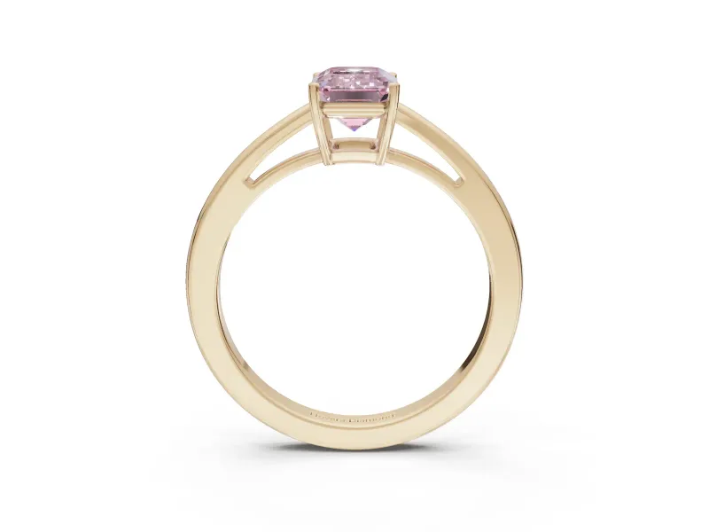 Emerald Cut Cathedral Engagement Ring Setting for a Fancy Pink Lab-Grown Diamond | Yellow Gold - Design NV-24626