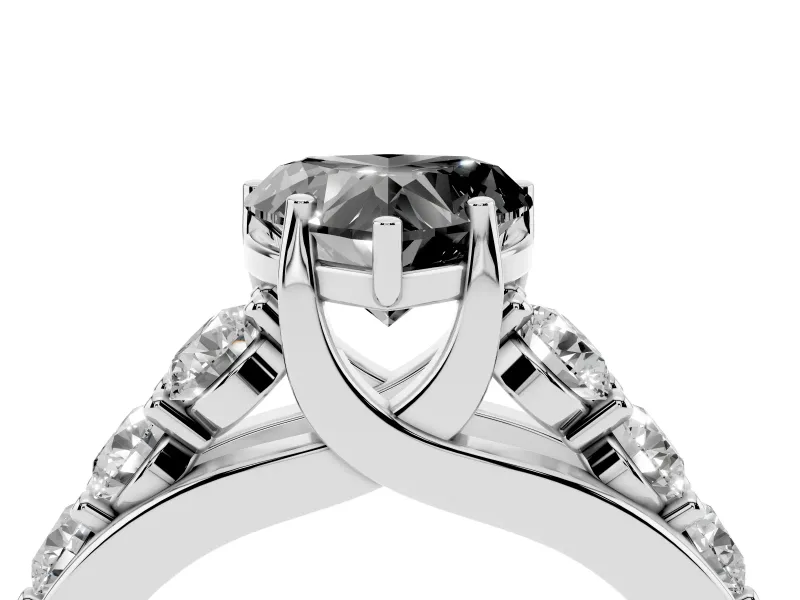 Heart-Shaped Engagement Ring Setting for a Black Center | White Gold