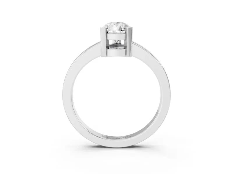 Pear Cut Diamond Solitaire Ring Set in Platinum with Prong Head and Smooth Polished Band