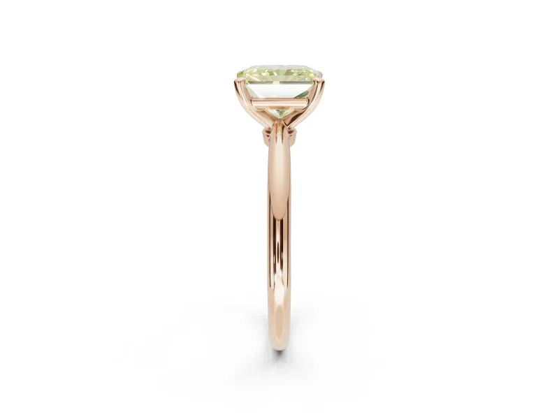Radiant Cut Solitaire Engagement Ring Setting for a Fancy Yellow Lab-Grown Diamond | Tapered Plain Band | Rose Gold