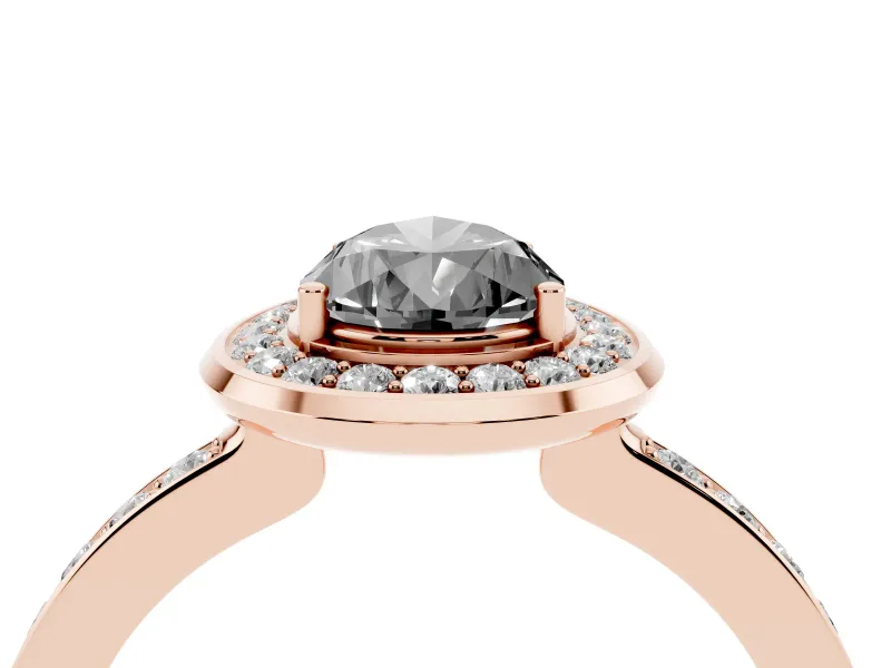 Fancy Black Pear Cut Diamond Halo Ring Set in Rose gold with Bezel Frame and Pavé Band