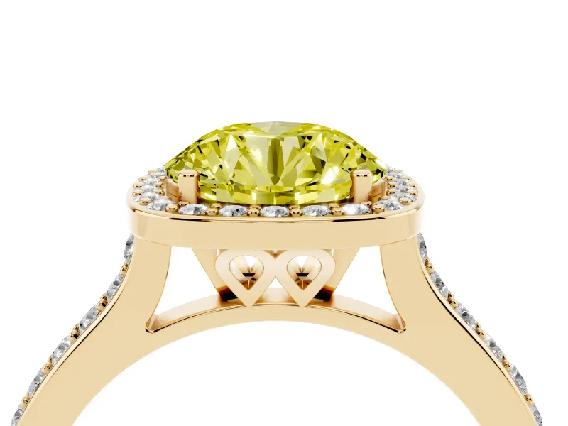 Round Halo Engagement Ring Setting for a Fancy Yellow Lab-Grown Diamond | Yellow Gold - Design NV-24729