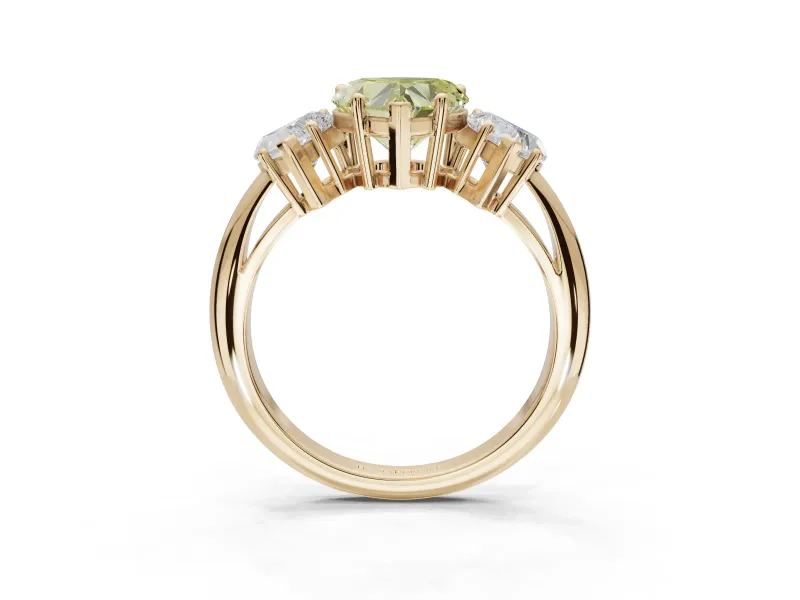 Heart-Shaped 3 Stone Engagement Ring Setting for a Fancy Yellow Lab-Grown Diamond | Yellow Gold - Design NV-24895
