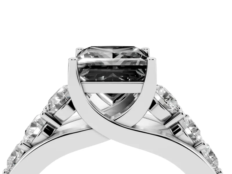 Princess Cut Engagement Ring Setting for a Black Center | White Gold