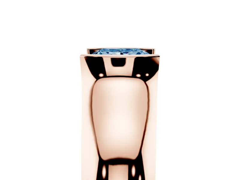Princess Cut Half Bezel Solitaire Engagement Ring Setting for a Fancy Blue Lab-Grown Diamond | Wide Band | Rose Gold