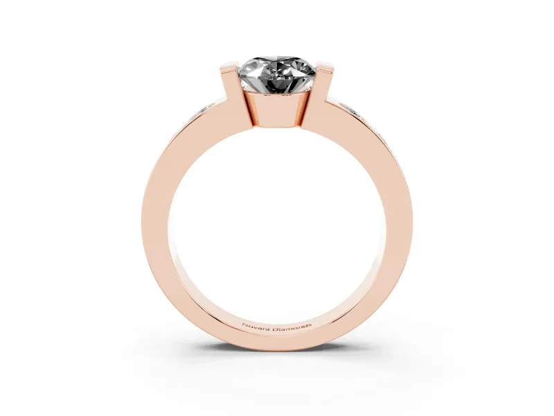 Oval Tension Style Engagement Ring Setting for a Black Center | Flush Set Accents | Rose Gold