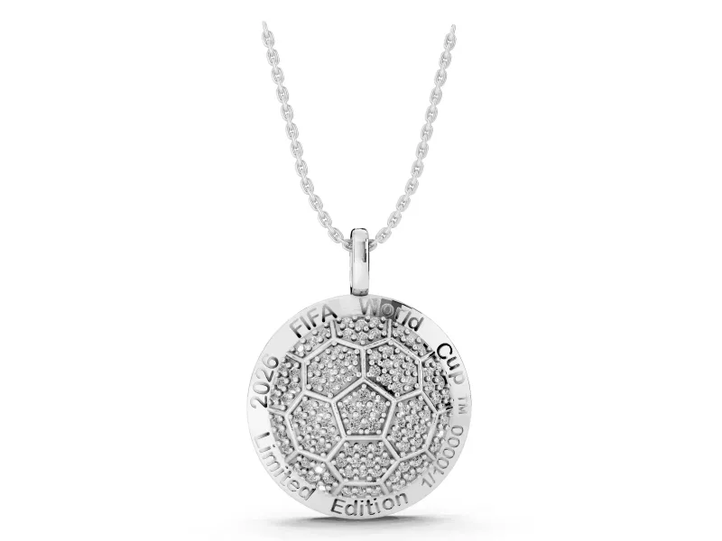 Round Lab-Grown Diamond Pavé Soccer Ball Pendant Necklace | Lettered Rim | Sterling Silver