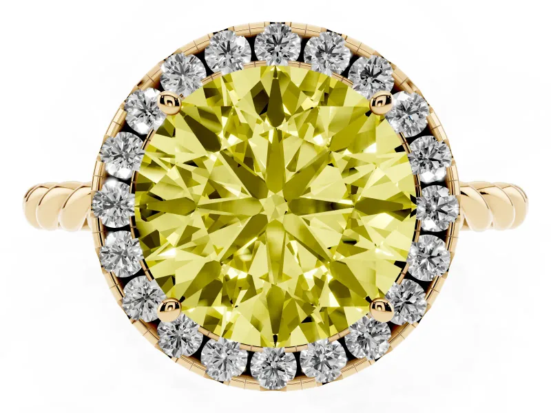 Round Rope Halo Engagement Ring Setting for a Fancy Yellow Lab-Grown Diamond | Yellow Gold