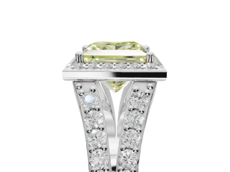 Princess Cut Halo Engagement Ring Setting for a Fancy Yellow Lab-Grown Diamond | Sterling Silver - Design NV-24520