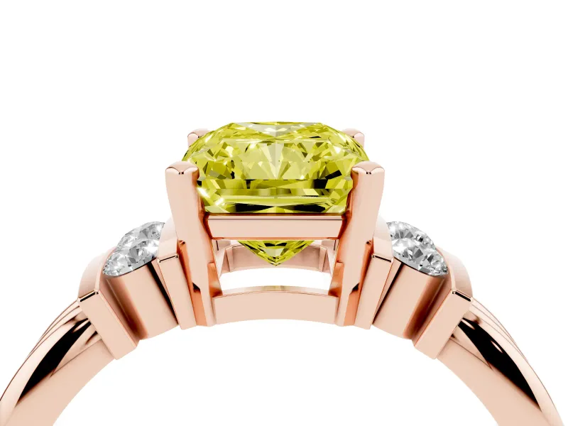 Radiant Cut Bar-Set Engagement Ring Setting for a Fancy Yellow Lab-Grown Diamond | Rose Gold
