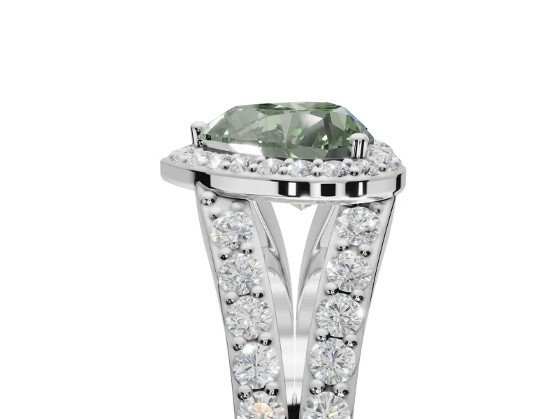 Heart-Shaped Halo Engagement Ring Setting for a Fancy Green Lab-Grown Diamond | Sterling Silver - Design NV-24520