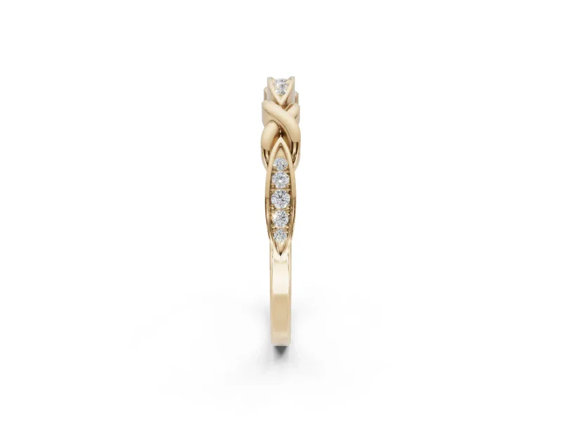 Round Lab-Grown Diamond Graduated Twisted Pavé Wedding Band | Marquise Motifs | Yellow Gold
