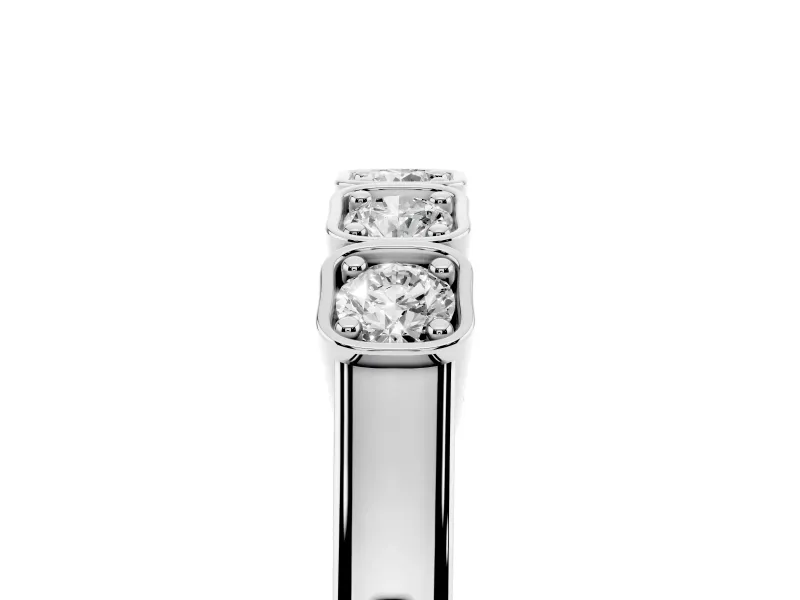 Five-Stone Round Diamond Band Set in White gold with Bezel Setting