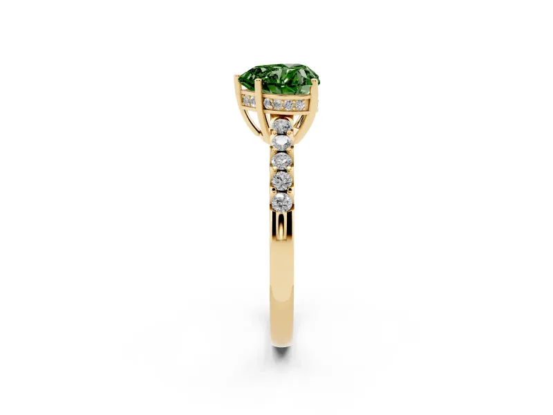 Heart-Shaped Engagement Ring Setting for a Fancy Green Lab-Grown Diamond | Yellow Gold - Design NV-24649