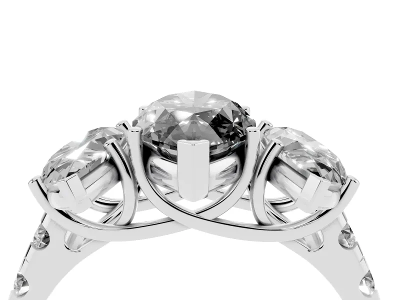 Marquise Three Stone Engagement Ring Setting for a Black Center | Accented Shoulders | White Gold