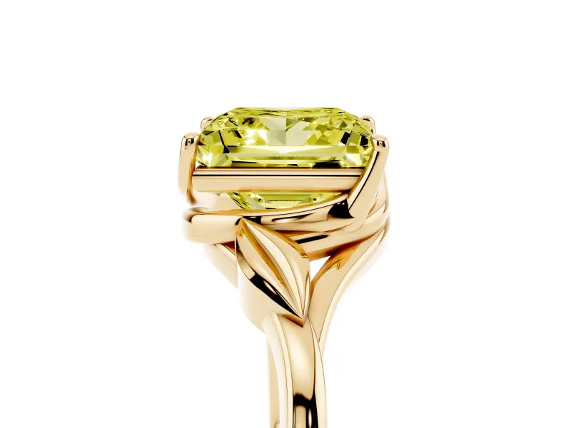 Princess Cut Leaf Bypass Solitaire Engagement Ring Setting for a Fancy Yellow Lab-Grown Diamond | Yellow Gold