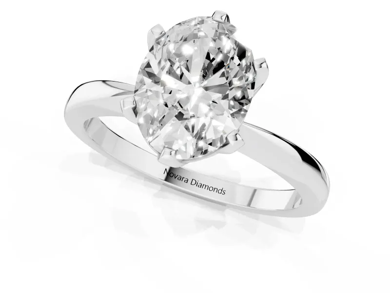 Oval Tapered Solitaire Engagement Ring Setting | Claw Prong Head | Platinum