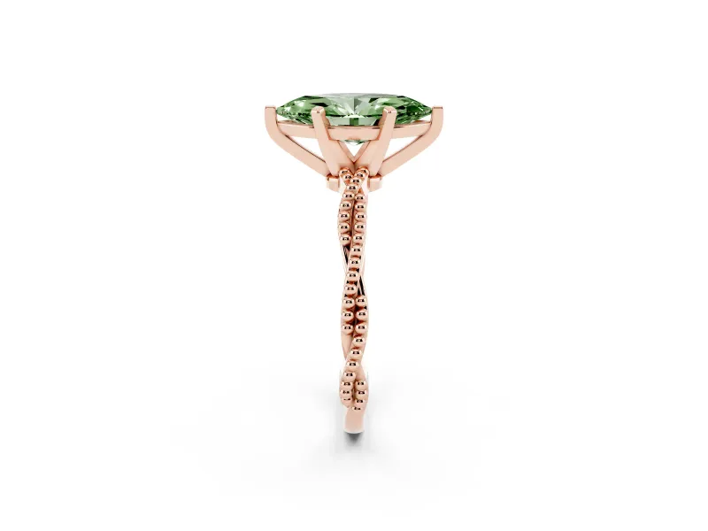 Marquise Twisted Solitaire Engagement Ring Setting for a Fancy Green Lab-Grown Diamond | Rose Gold