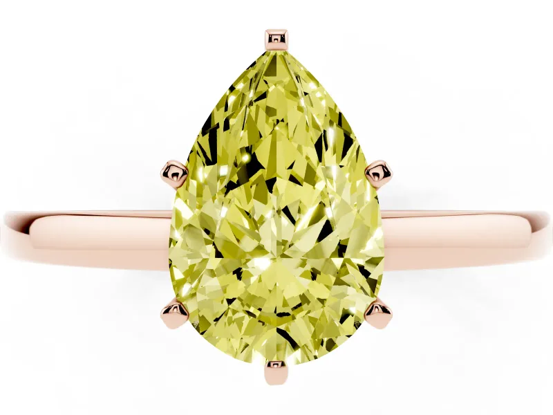 Pear-Shaped Plain Engagement Ring Setting for a Fancy Yellow Lab-Grown Diamond | Rose Gold