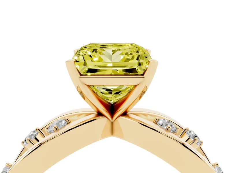 Princess Cut Loop Engagement Ring Setting for a Fancy Yellow Lab-Grown Diamond | Yellow Gold