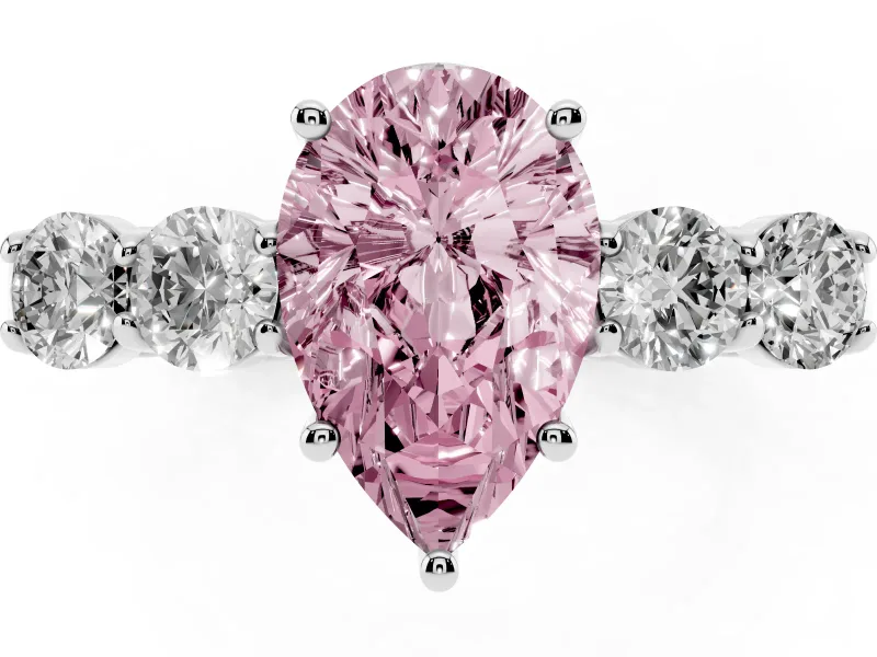 Pear-Shaped 5 Stone Engagement Ring Setting for a Fancy Pink Lab-Grown Diamond | Platinum