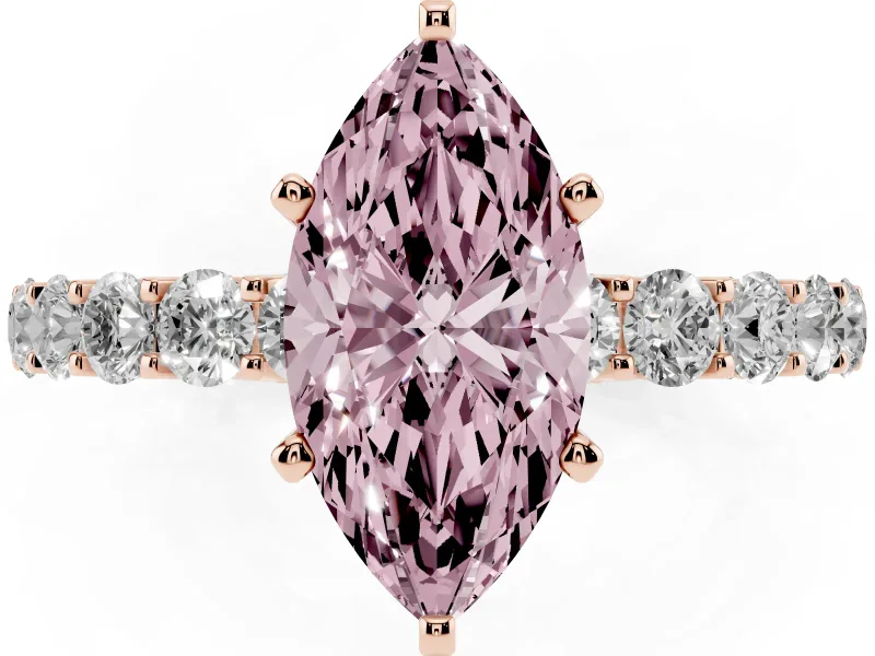 Marquise Shared Prong Engagement Ring Setting for a Fancy Pink Lab-Grown Diamond | Rose Gold