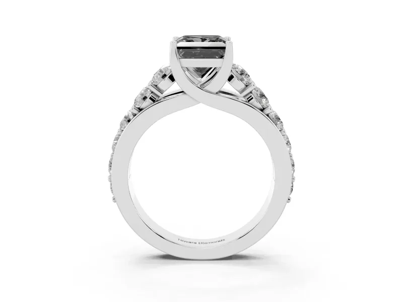 Princess Cut Engagement Ring Setting for a Black Center | White Gold