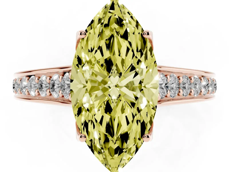 Marquise Graduated Pavé Engagement Ring Setting for a Fancy Yellow Lab-Grown Diamond | Rose Gold