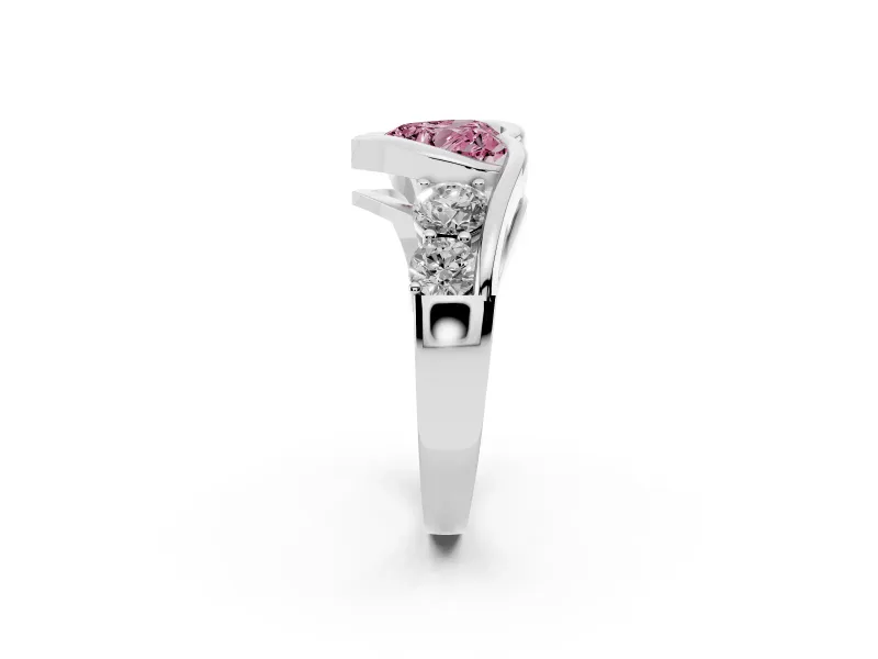 Heart-Shaped Engagement Ring Setting for a Fancy Pink Lab-Grown Diamond | Bezel | Sterling Silver