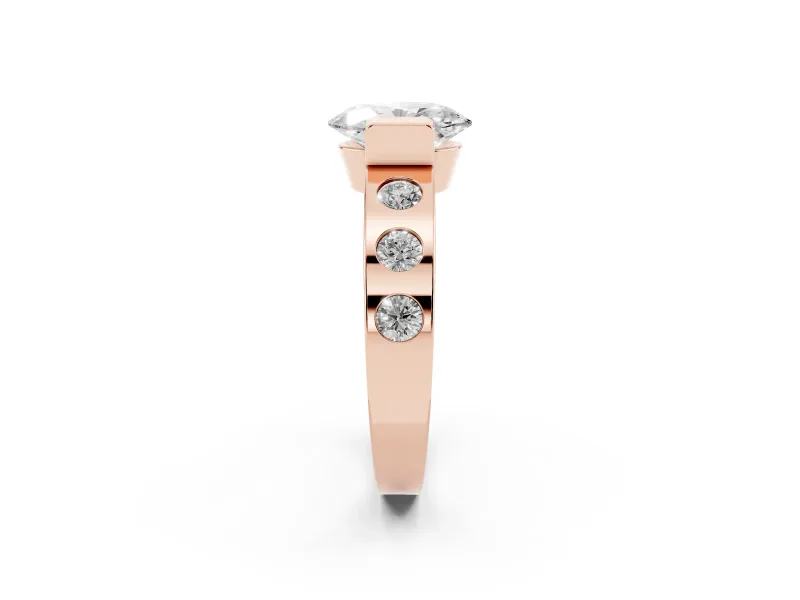 Oval Tension Style Engagement Ring Setting | Flush Set Accents | Rose Gold