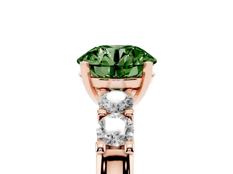 Round Five Stone Engagement Ring Setting for a Fancy Green Lab-Grown Diamond | Rose Gold