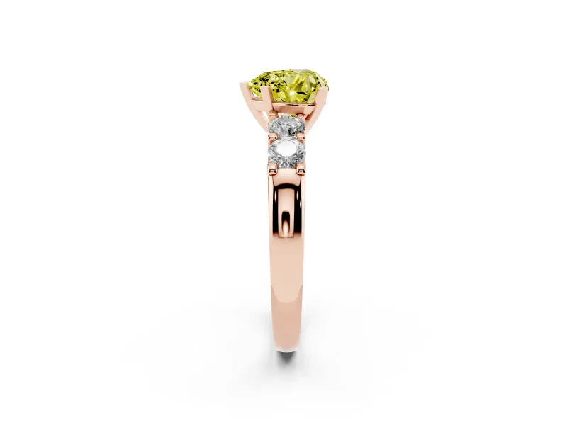 Heart-Shaped Five Stone Engagement Ring Setting for a Fancy Yellow Lab-Grown Diamond | Rose Gold