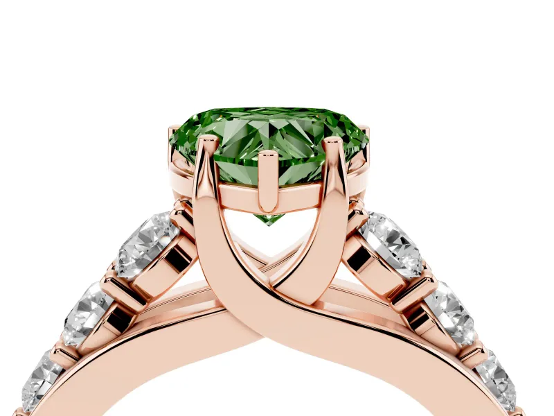 Heart-Shaped Engagement Ring Setting for a Fancy Green Lab-Grown Diamond | Rose Gold - Design NV-24645