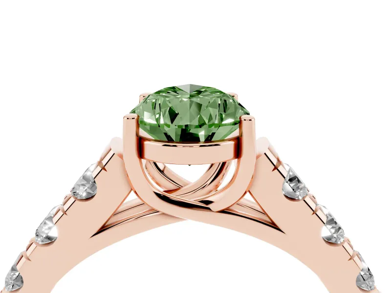 Pear-Shaped Engagement Ring Setting for a Fancy Green Lab-Grown Diamond | Rose Gold - Design NV-24643