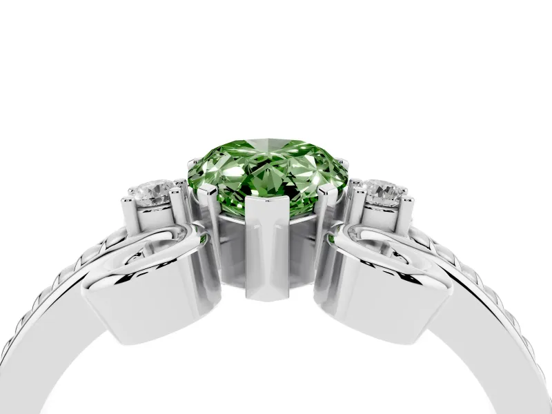 Pear-Shaped Scroll Engagement Ring Setting for a Fancy Green Lab-Grown Diamond | Sterling Silver