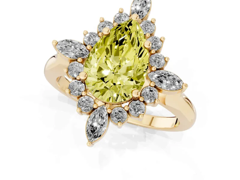 Pear-Shaped Engagement Ring Setting for a Fancy Yellow Lab-Grown Diamond | Yellow Gold - Design NV-24790