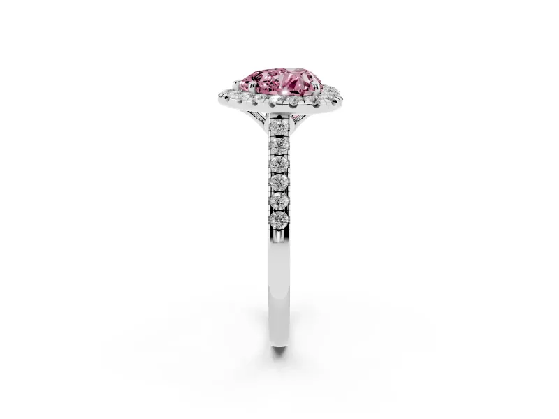 Heart-Shaped Raised Halo Engagement Ring Setting for a Fancy Pink Lab-Grown Diamond | Platinum