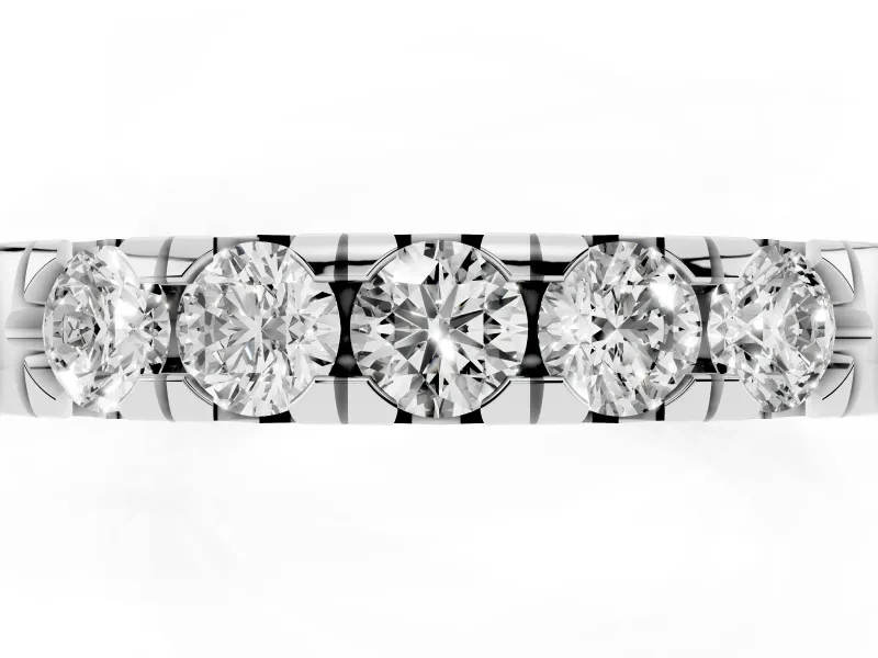 Round Diamond Half Eternity Band Set in White gold with Channel Setting