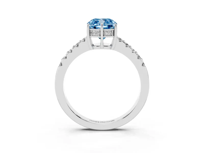 Cushion Cut Engagement Ring Setting for a Fancy Blue Lab-Grown Diamond | Sterling Silver - Design NV-24649