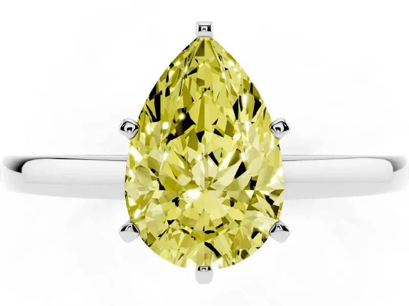Pear-Shaped Plain Engagement Ring Setting for a Fancy Yellow Lab-Grown Diamond | Platinum