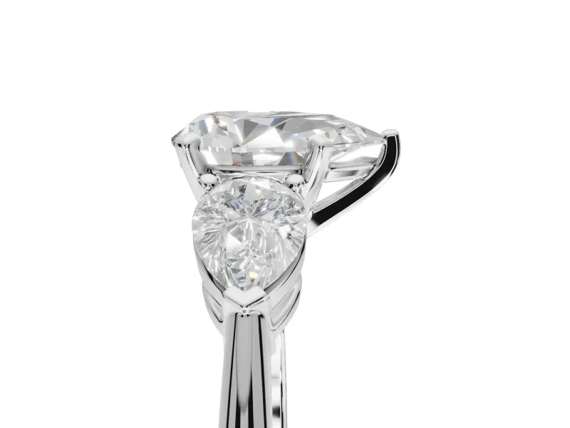 Pear-Shaped Three-Stone Engagement Ring Setting | Pear Side Stones | White Gold
