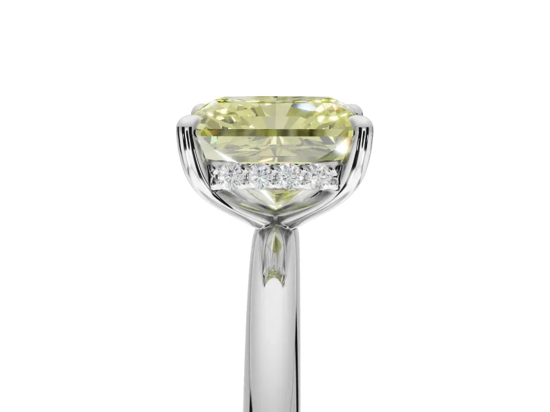 Radiant Cut Hidden Halo Ring Setting for a Fancy Yellow Lab-Grown Diamond | Sterling Silver
