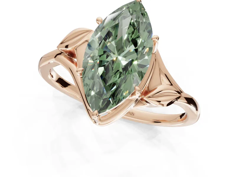 Marquise Bypass Solitaire Engagement Ring Setting for a Fancy Green Lab-Grown Diamond | Rose Gold