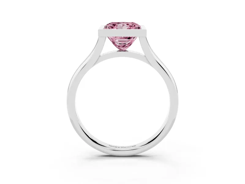 Princess Cut Bezel Engagement Ring Setting for a Fancy Pink Lab-Grown Diamond | Sterling Silver
