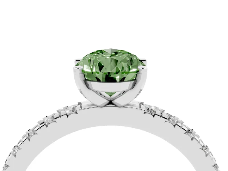 Pear-Shaped Pavé Engagement Ring Setting for a Fancy Green Lab-Grown Diamond | Sterling Silver