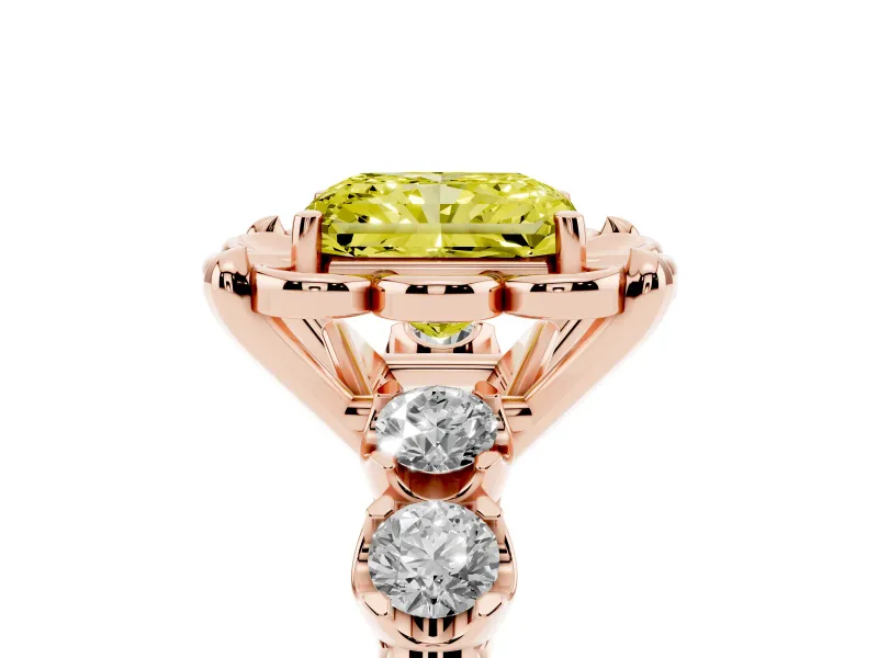 Radiant Cut Floral Engagement Ring Setting for a Fancy Yellow Lab-Grown Diamond | Petal Frame | Rose Gold
