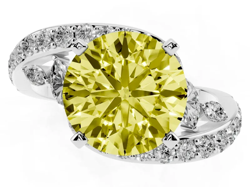 Round Bypass Engagement Ring Setting for a Fancy Yellow Lab-Grown Diamond | Sterling Silver