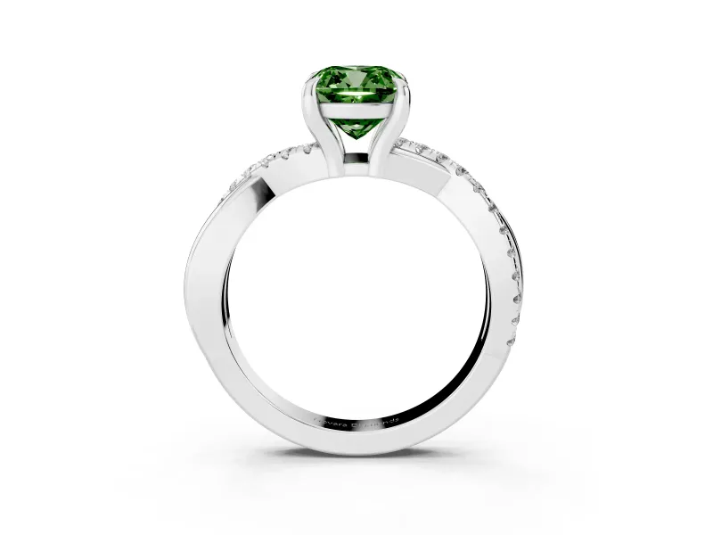 Cushion Cut Twist Engagement Ring Setting for a Fancy Green Lab-Grown Diamond | Sterling Silver